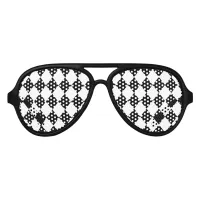 Harlequin Diamond Pattern Black White Mardi Gras Aviator Sunglasses