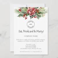 Festive Florals Company Logo Christmas Party Invitation