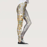 Gold And Silver Lace Tapestry Kaleidoscope  Leggings