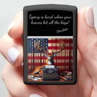Majestic Deer and the Ghostly Typewriter Zippo Lighter