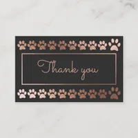 Charcoal Rose Gold Paw Print Pet Loyalty Card