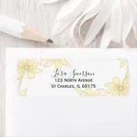 Pale Yellow White Daisies Return Address Labels