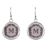 Elegant Purple and Silver Framed Monogram Earrings