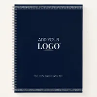 Company Logo Promotional Navy Blue Greek Meander Notebook