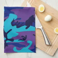 Hide Me Dark Blue and Purple Camouflage Pattern Kitchen Towel