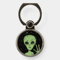 Alien Grey Starry Background Outer Space  Phone Ring Stand