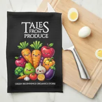 Funny Fruits Veggies Tales from Produce Grocery Kitchen Towel