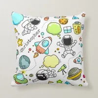 Cute Astronaut Space Planets Custom Throw Pillow