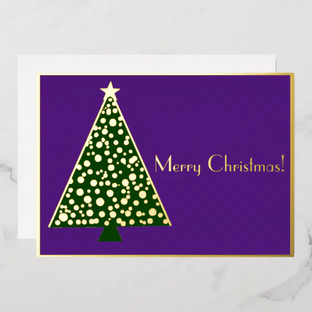 Simple Christmas tree - merry christmas Foil Invitation