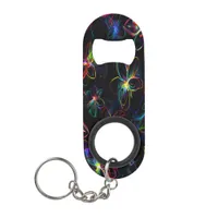 Colorful Floral Patterns on a Dark Background Keychain Bottle Opener