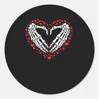 Skeleton Hand Heart Valentines Day Funny Couple Classic Round Sticker