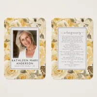 Yellow Florals Photo Funeral Memorial Prayer Card