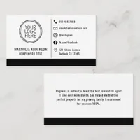 Add Your Logo Black White Minimalist Icons Business Card