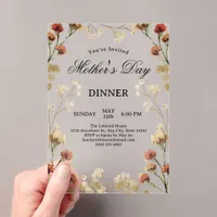 Dainty Wildflowers White Mother's Day Dinner Acrylic Invitations