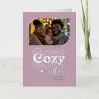 Rose Quartz Cozy Vibes Christmas Photo Foil Holiday Card