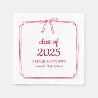 Elegant Whimsical Bow Red Custom Graduation Napkins