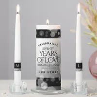 Elegant 70th Platinum Wedding Anniversary Unity Candle Set