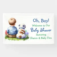 Baby Boy and his Bulldog Baby Shower Banner