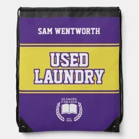 Used Laundry Purple Yellow College University Dorm Drawstring Bag