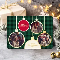Christmas Plaids Family Photo Foil Green Foil Holiday Card
