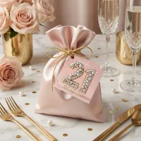 Elegant Blush Pink and Gold Pearls 21st Birthday Favor Tags