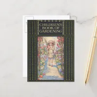 Vintage Childrens Garden Book Cover  Postcard
