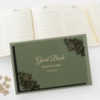 Luxury Modern Sage green & gold metallic Guest Book