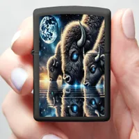 Starry Night Reflections: Cosmic Buffalo Herd Zippo Lighter