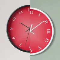 Red Angular Ombre Arabic or Roman Numeral Clock