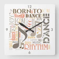 Born to Dance Brown ID277 Square Wall Clock