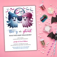 Cute Ghosts Boo-y or Ghoul Halloween Gender Reveal Invitation