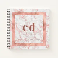 Sketchbook marble rose gold monogram notebook