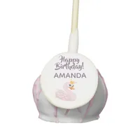 Birthday party pink purple princess swan girl cake pops