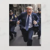 Trump Runs From Police Funny Postcard