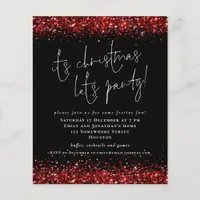 PAPER Red Glitter Its Christmas Lets Party Invite