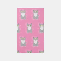 Cute Grey Cat Sweet Cartoon Pet Art Pattern Rug