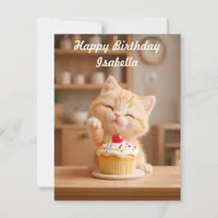 Cute Orange Kitten with a Cupcake Postcard