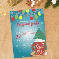 String Lights Red Mug Cozy Winter Christmas Party Invitation