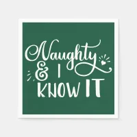 naughty and I know it Funny Christmas Paper Napkins