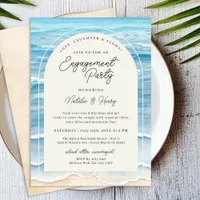 Watercolor Beach Engagement Party Coastal Romance Invitation