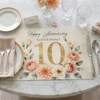 Watercolor 10th Wedding Anniversary Paper Placemat