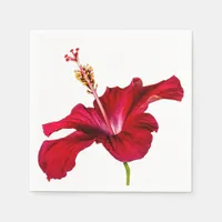 Red Hibiscus Flower Side View Paper Napkins