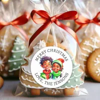 Merry Christmas | Vintage Little Elf Personalized Classic Round Sticker