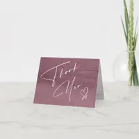 Calligraphy Floral Thank You Mauve ID771 Card