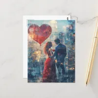 Double Exposure Couple in Love Postcard