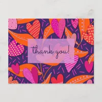 Bright Pink Abstract Thank You Postcard