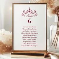 Elegant Vintage Romance Burgundy Seating Chart Invitation