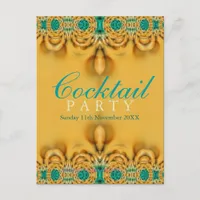 Exotic Gold & Teal Party Invitation Postcard