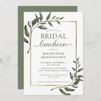 Elegant Eucalyptus Gold Foil Bridal Luncheon Invitation