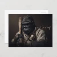 Gorilla Baseball Player Postcard